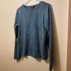 Woolrich Women's Blue Floral Textured Pattern Long Sleeve Shirt Size Medium